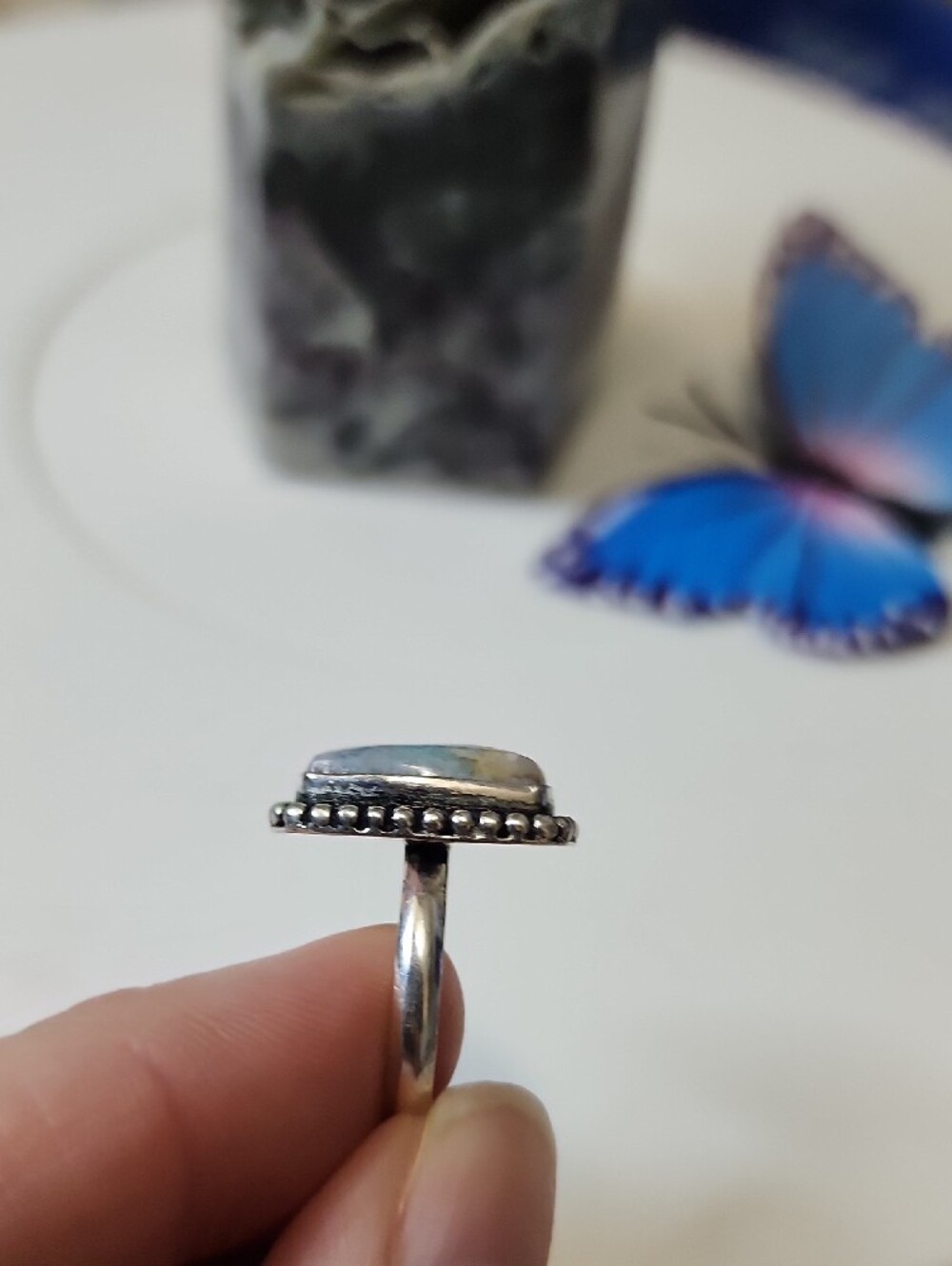 Blue/Gray Agate Ring - Picture 4 of 5